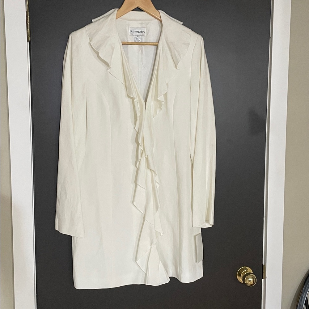 NWT Bloomingdale's Ivory Linen-Blend Jacket with Notch Collar size 12